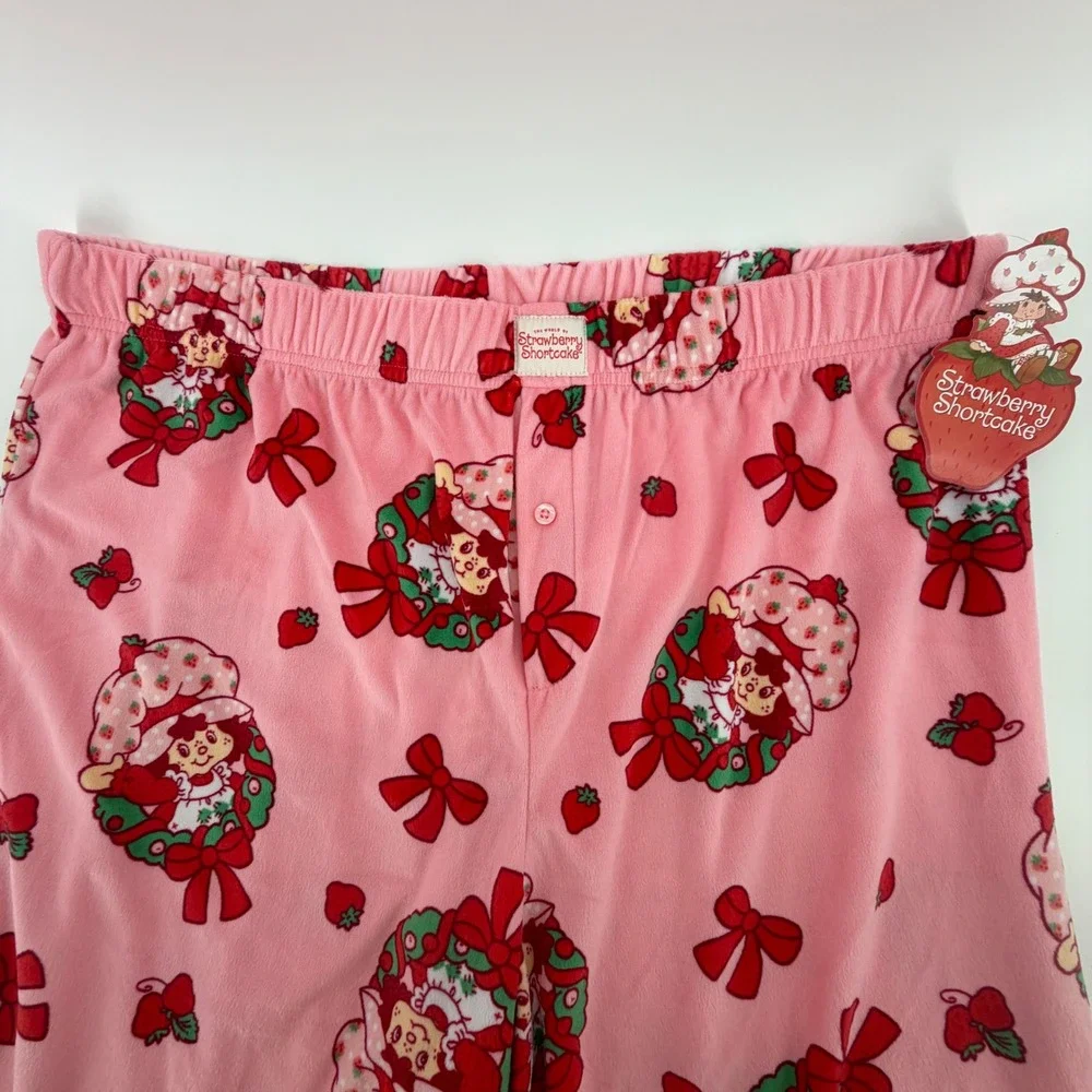 Strawberry Shortcake Pajama Pants Pink Fleece Kids Size XL